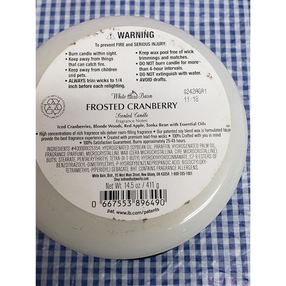 BBW GRATEFUL Frosted Cranberry Large 3 Wick Candle Home Fragrance Decor - Picture 2 of 2